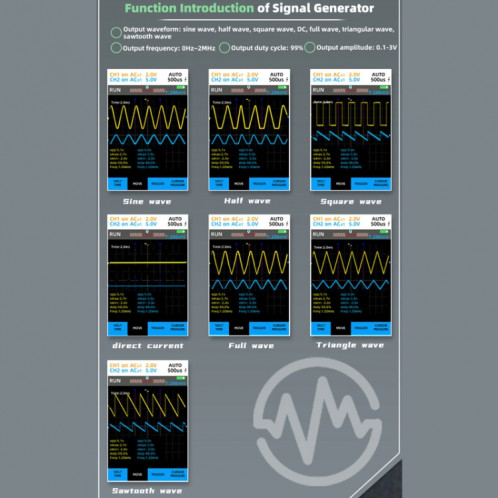 Oscilloscope numérique portatif à double canal BSIDE O9 50 MHz, source de signal multimètre, spécifications : avec sonde d'oscilloscope unique (rouge) SB73011821-016
